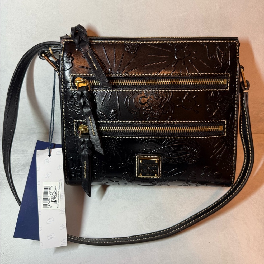 NWT Disney Parks Dooney & Bourke Black Leather Crossbody Purse / sketch print
